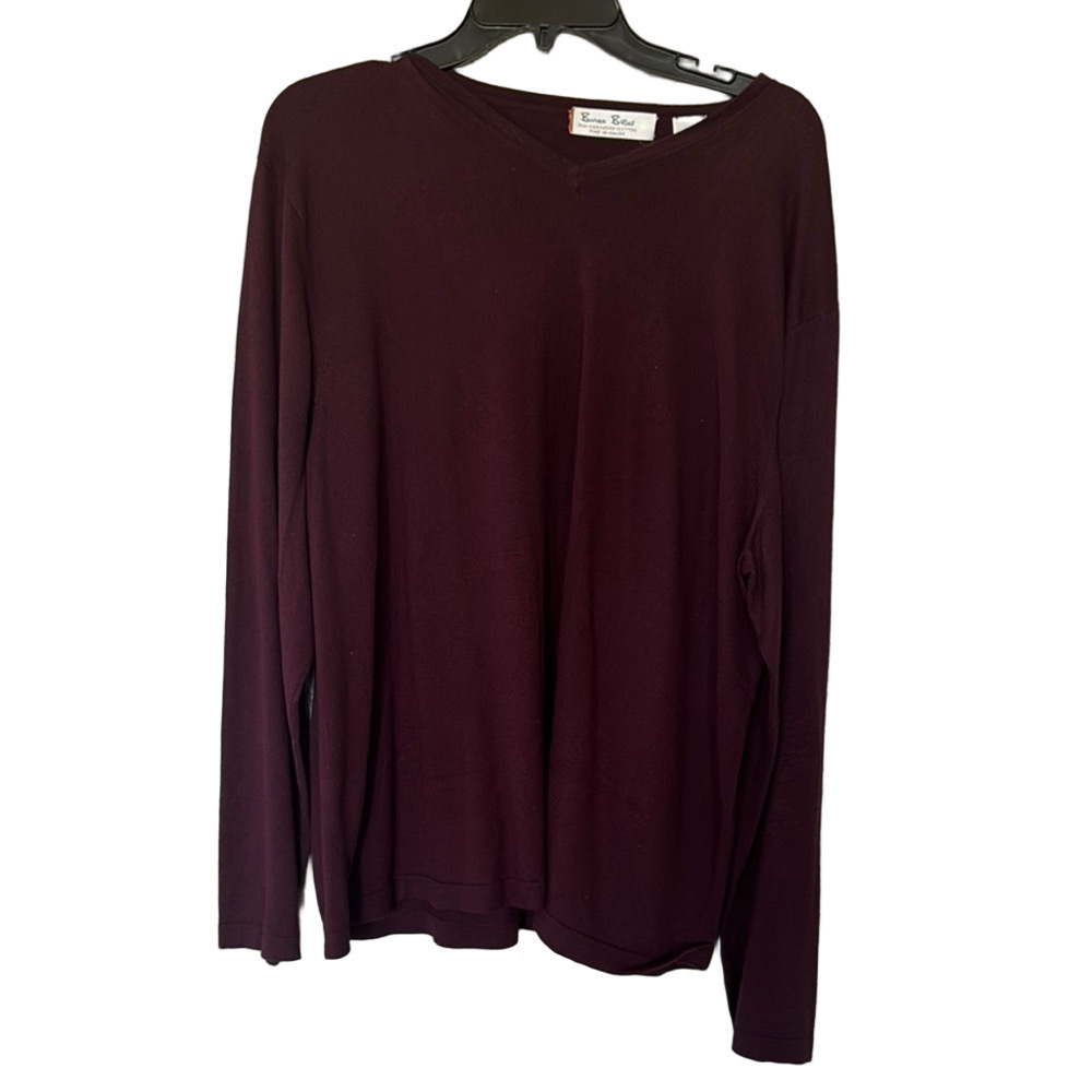 Burma Bibas Burgundy V Neck Sweater Silk Cashmere